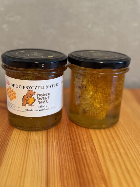 Miód z plastrem wosku i pierzgą 400g